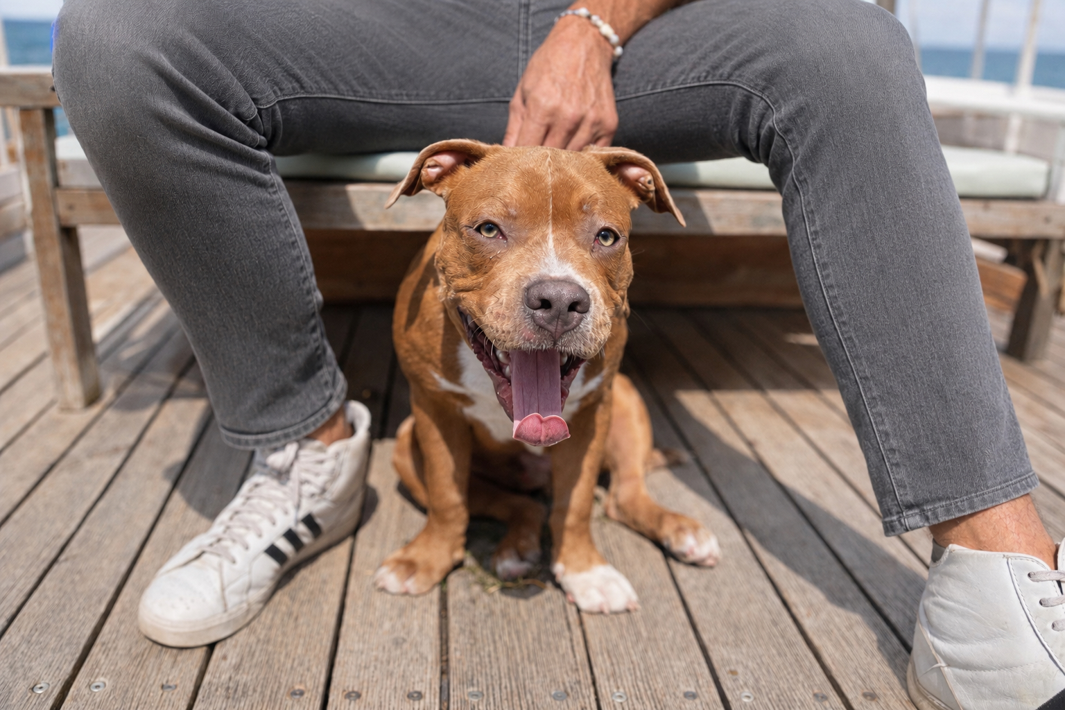 Entspannter Hund an Bord eines Schiffes – richtige Vorbereitung kann Seekrankheit bei Hunden vorbeugen